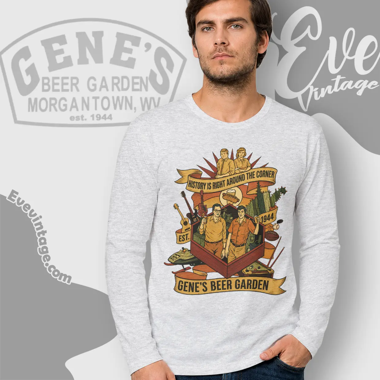 genes beer garden shirt morgantown wv dive bar long sleeve tee genes beer garden shirt morgantown wv dive bar long sleeve tee