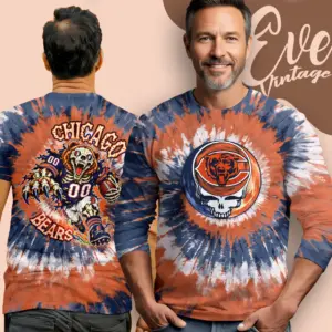 grateful dead chicago bears stealie tie dye long sleeve tee