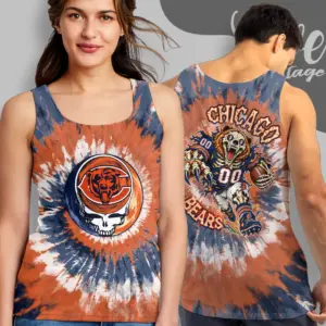 grateful dead chicago bears stealie tie dye tank top racerback