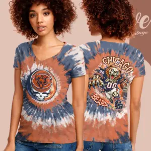 grateful dead chicago bears stealie tie dye v neck tshirt