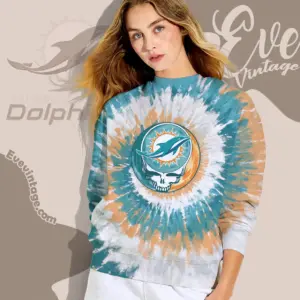 grateful dead miami dolphins stealie tie dye sweatshirt