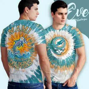 grateful dead miami dolphins stealie tie dye t shirt