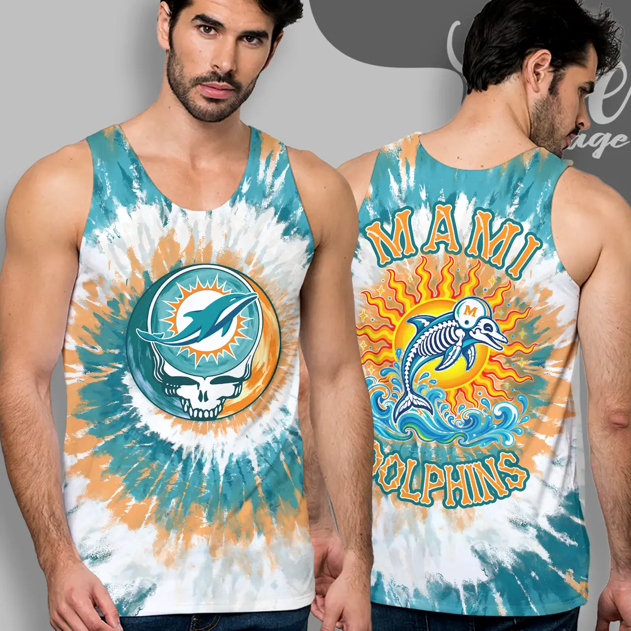 grateful dead miami dolphins stealie tie dye tank top racerback grateful dead miami dolphins stealie tie dye tank top racerback