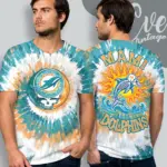 grateful dead miami dolphins stealie tie dye v neck tshirt
