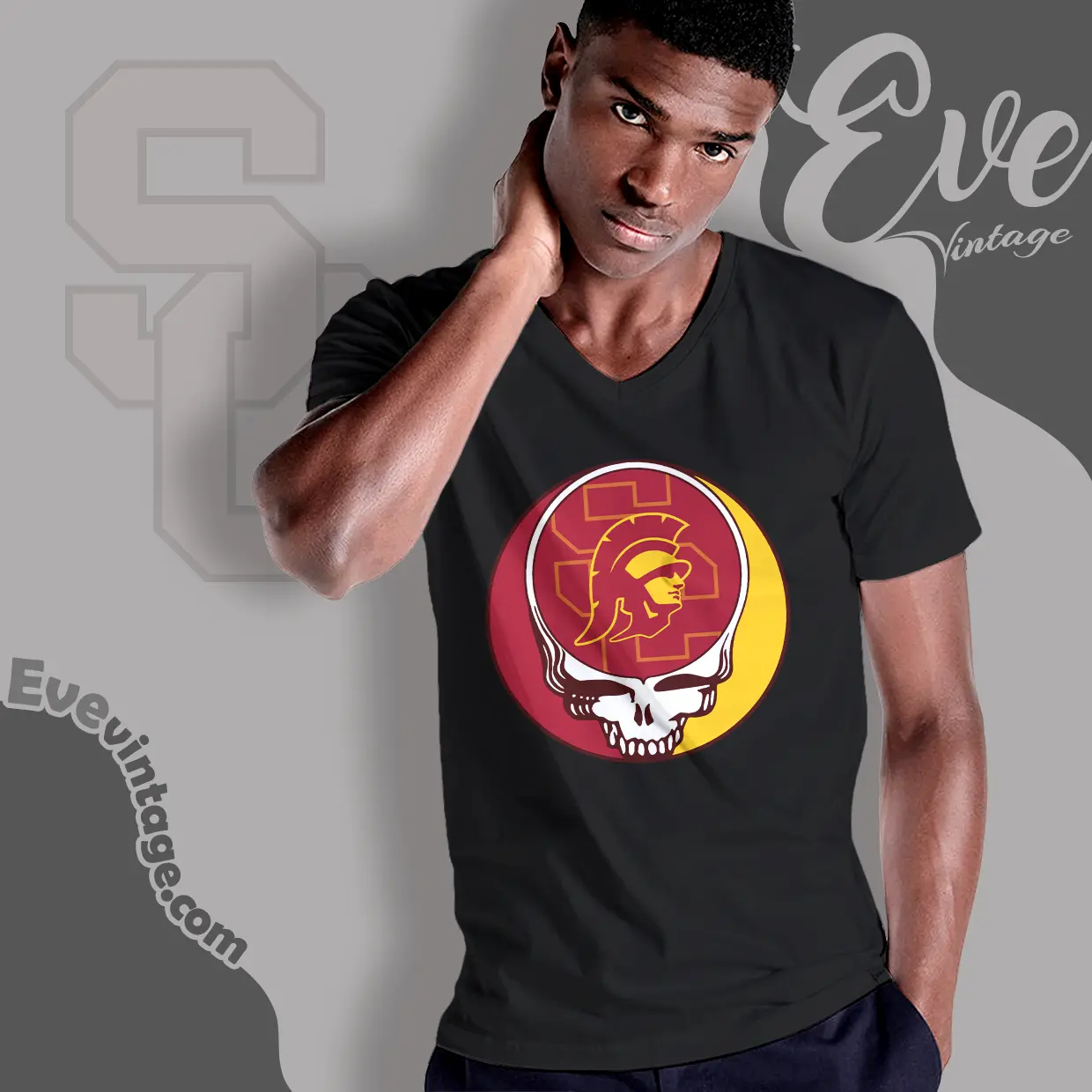greateful dead usc trojans steal your face v neck tshirt greateful dead usc trojans steal your face v neck tshirt
