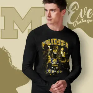 halloween michigan wolverines horror team long sleeve tee