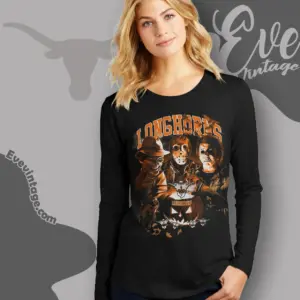 halloween texas longhorns horror team long sleeve tee