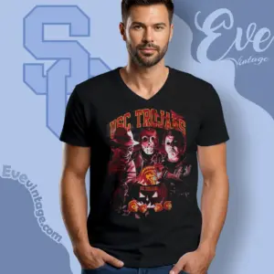 halloween usc trojans horror team v neck tshirt