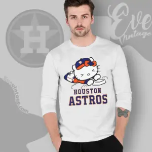 houston astros hello kitty sliding into home long sleeve tee