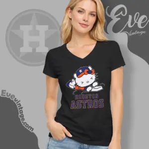 houston astros hello kitty sliding into home v neck tshirt