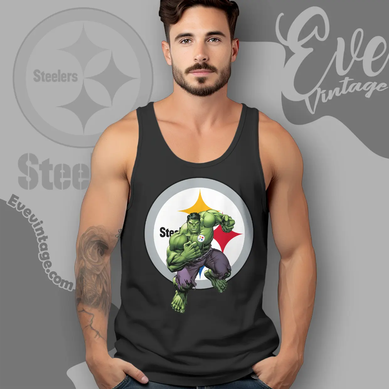 hulk pittsburgh steelers tank top racerback hulk pittsburgh steelers tank top racerback