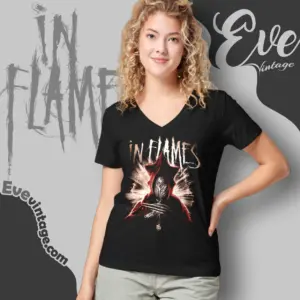 in flames at the end v neck tshirt