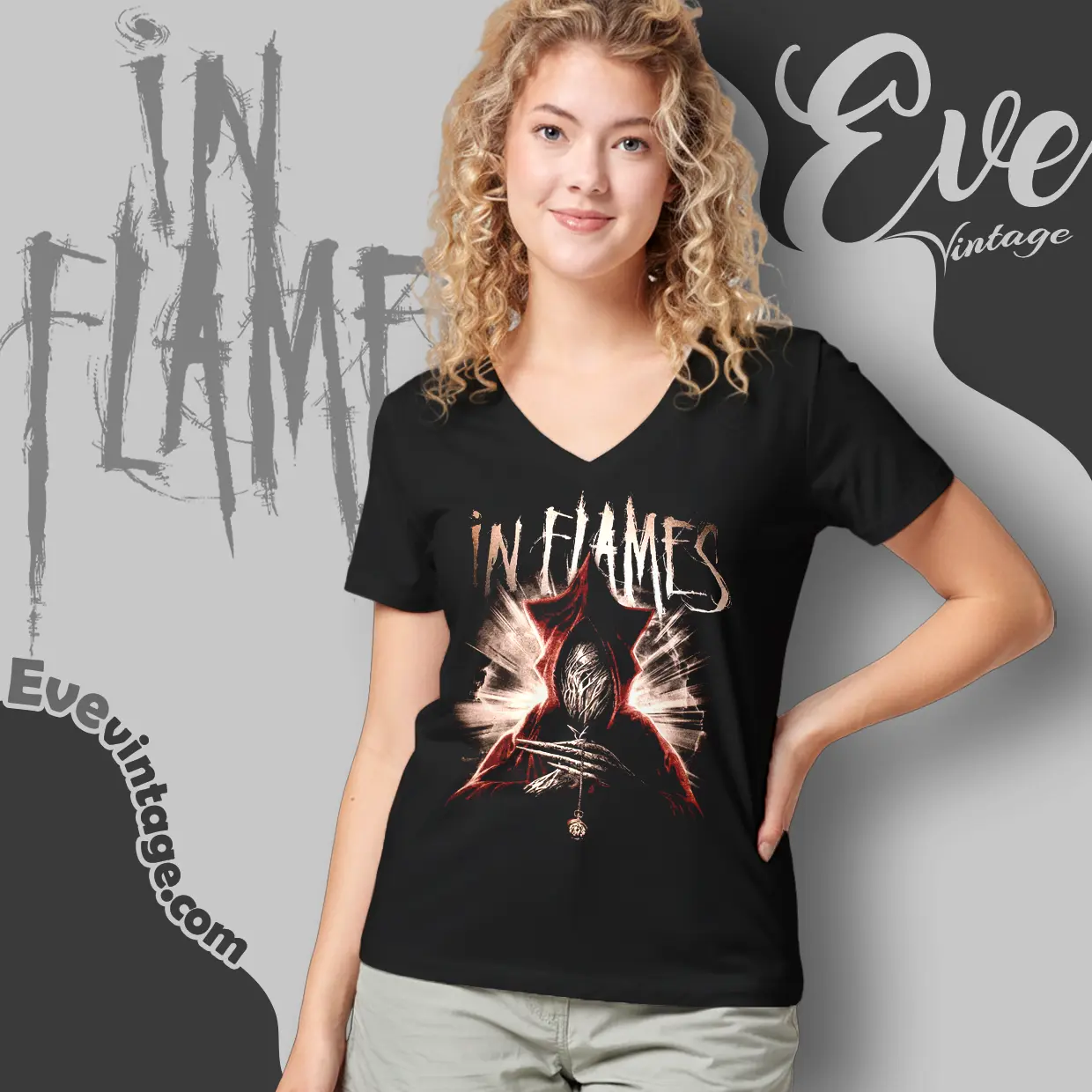 in flames at the end v neck tshirt in flames at the end v neck tshirt
