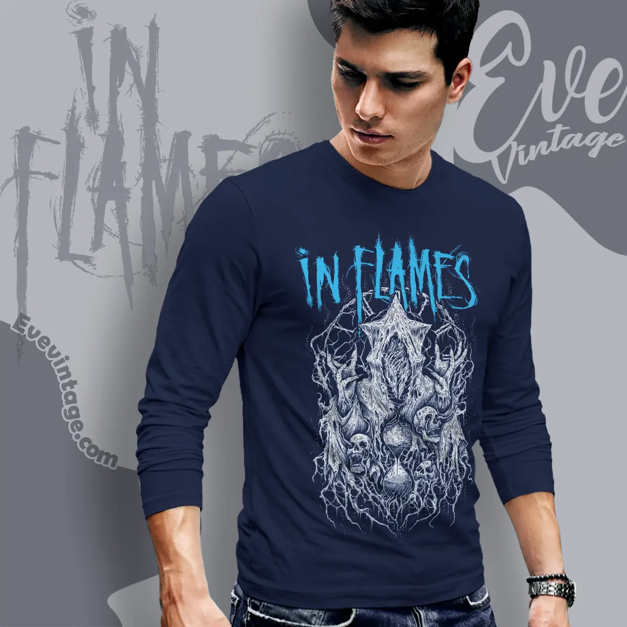 in flames burried time dark long sleeve tee in flames burried time dark long sleeve tee