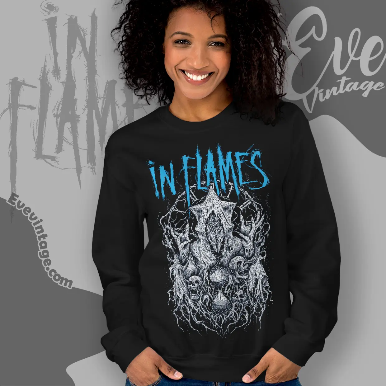 in flames burried time dark sweatshirt in flames burried time dark sweatshirt