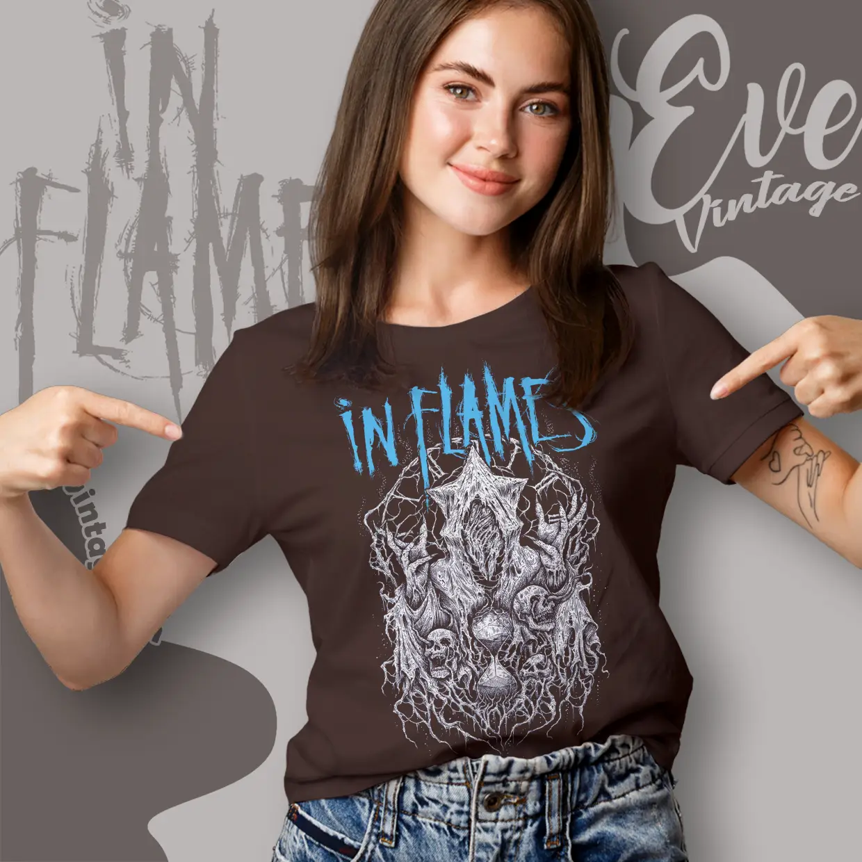 in flames burried time dark women t shirt in flames burried time dark women t shirt