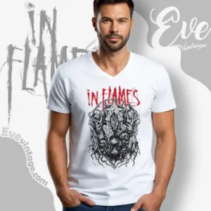 in flames burried time v neck tshirt