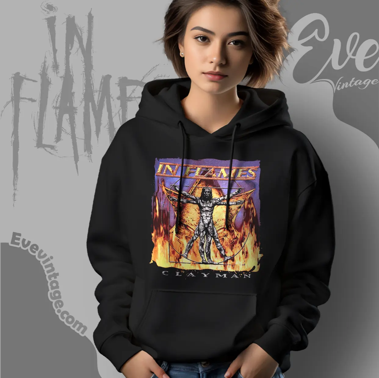 in flames clayman album cover hoodie in flames clayman album cover hoodie