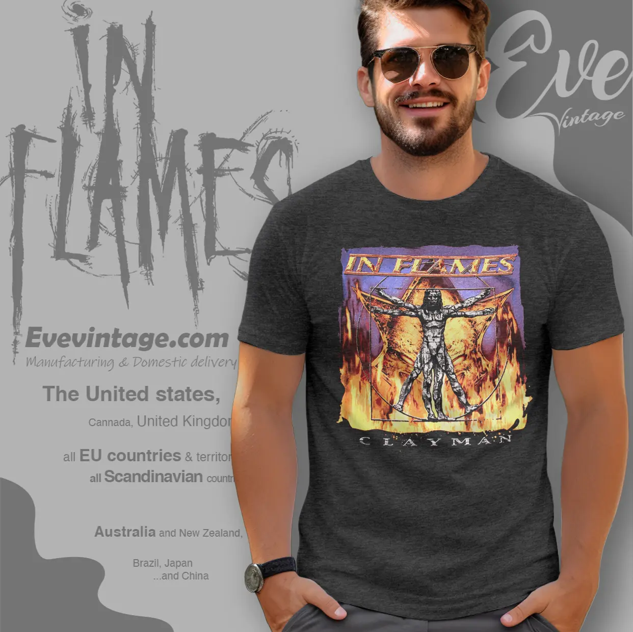 in flames clayman album cover t shirt in flames clayman album cover t shirt