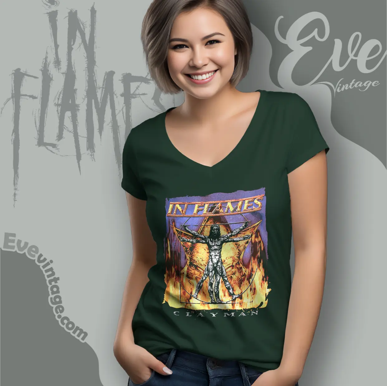 in flames clayman album cover v neck tshirt in flames clayman album cover v neck tshirt