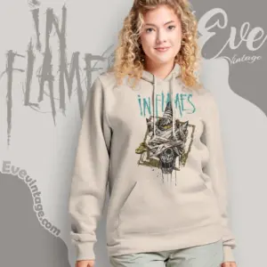 in flames clockwork skull hoodie