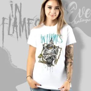 in flames clockwork skull women t shirt