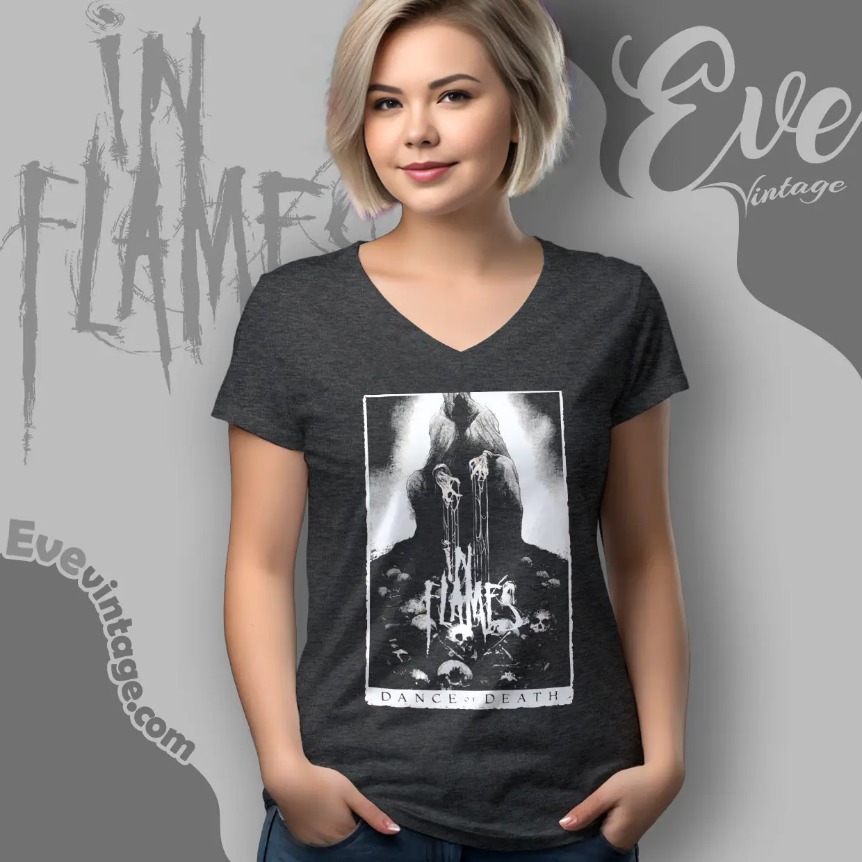 in flames dance of death v neck tshirt in flames dance of death v neck tshirt