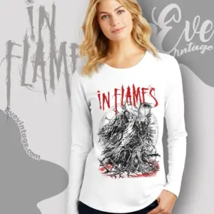 in flames end of time white long sleeve tee