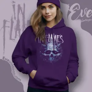 in flames frozen jester skull hoodie