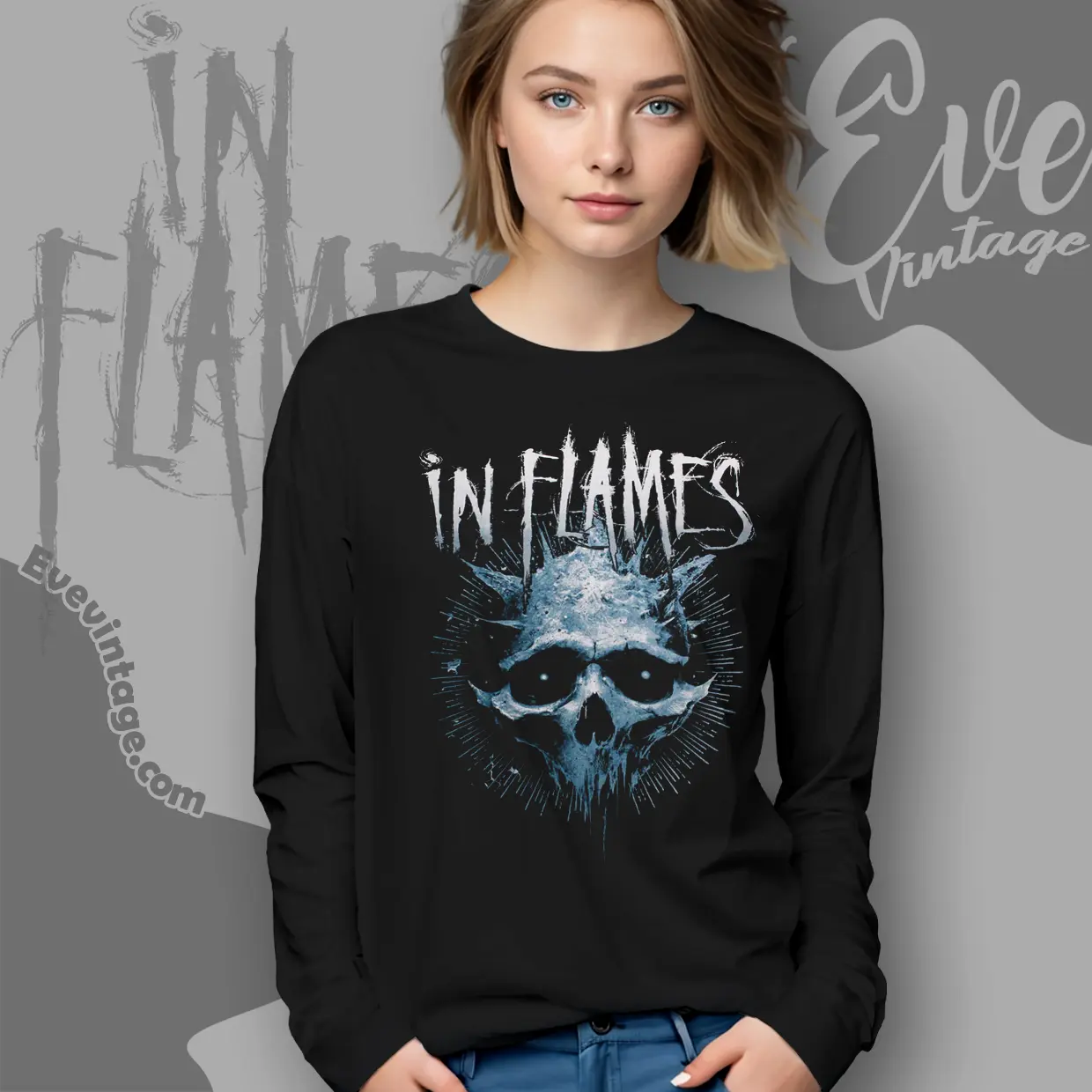 in flames frozen jester skull long sleeve tee in flames frozen jester skull long sleeve tee