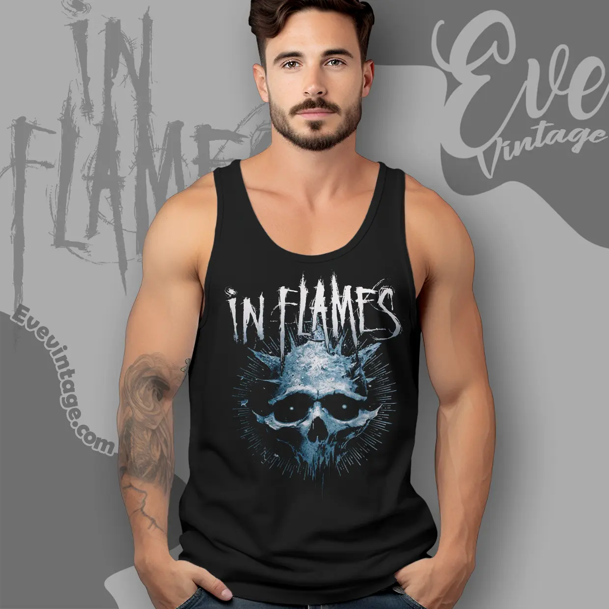 in flames frozen jester skull tank top racerback in flames frozen jester skull tank top racerback