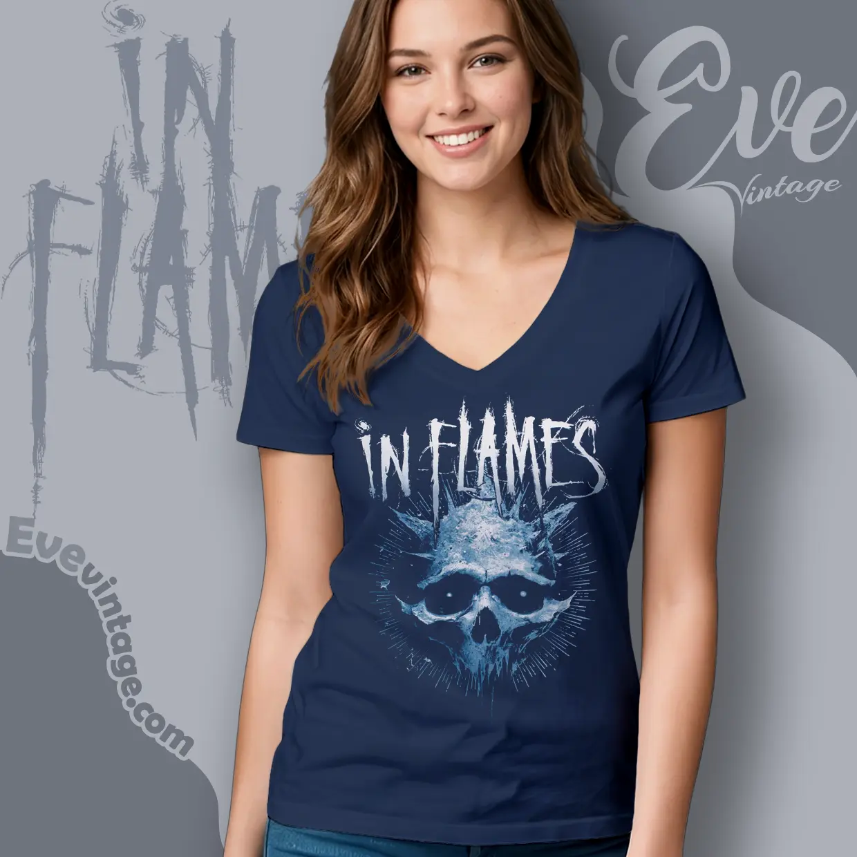 in flames frozen jester skull v neck tshirt in flames frozen jester skull v neck tshirt
