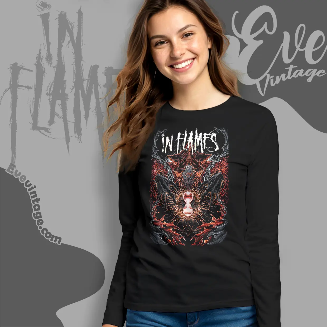 in flames ghost in my head long sleeve tee in flames ghost in my head long sleeve tee