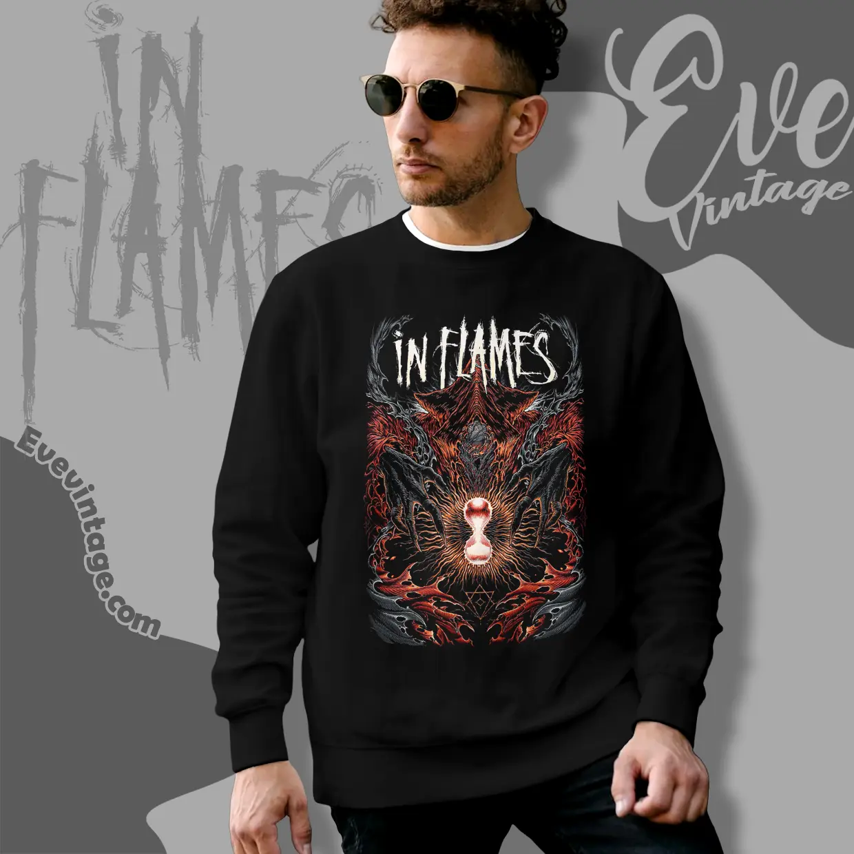in flames ghost in my head sweatshirt in flames ghost in my head sweatshirt