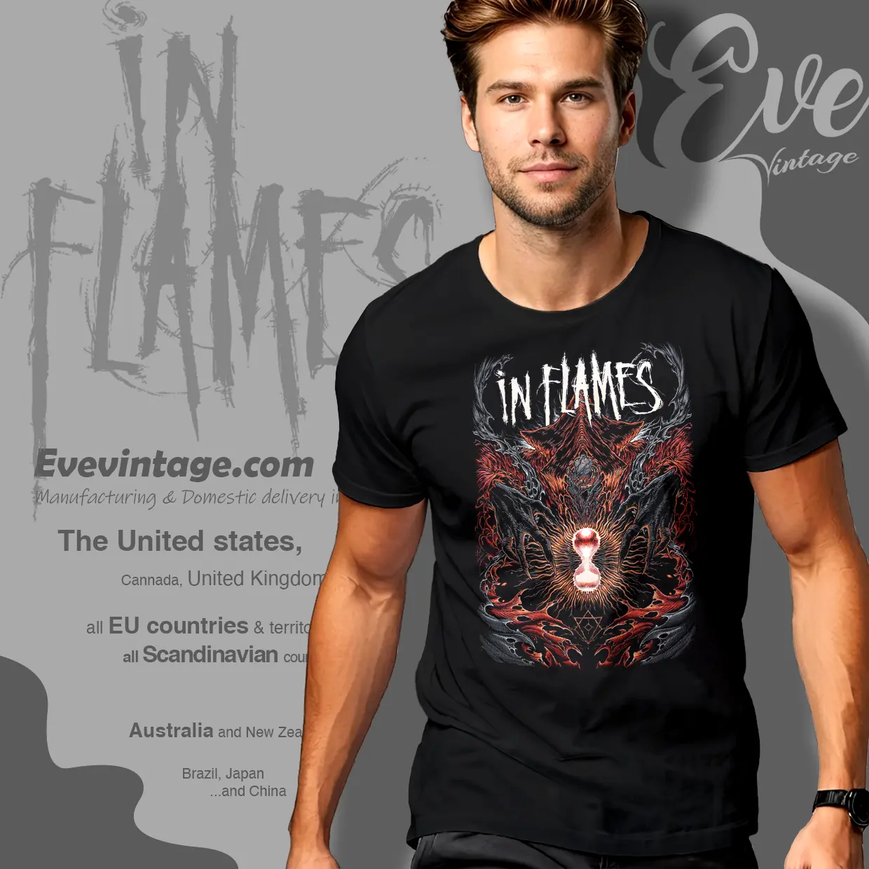 in flames ghost in my head t shirt in flames ghost in my head t shirt
