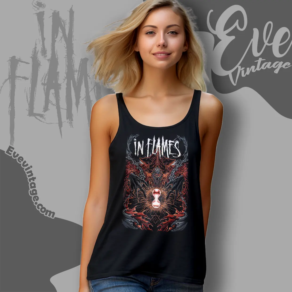 in flames ghost in my head tank top racerback in flames ghost in my head tank top racerback