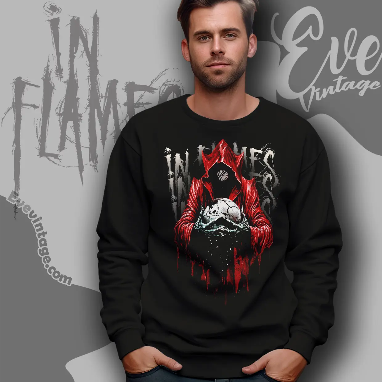in flames jester drip sweatshirt in flames jester drip sweatshirt