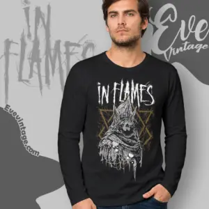 in flames jester horn long sleeve tee