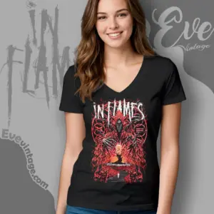 in flames mother time v neck tshirt