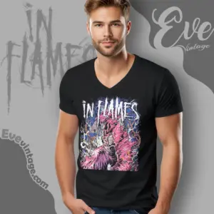 in flames nothing but pain v neck tshirt