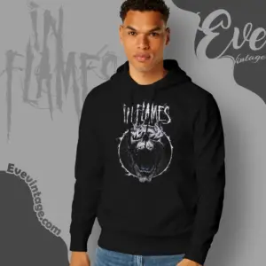 in flames screaming skull hoodie