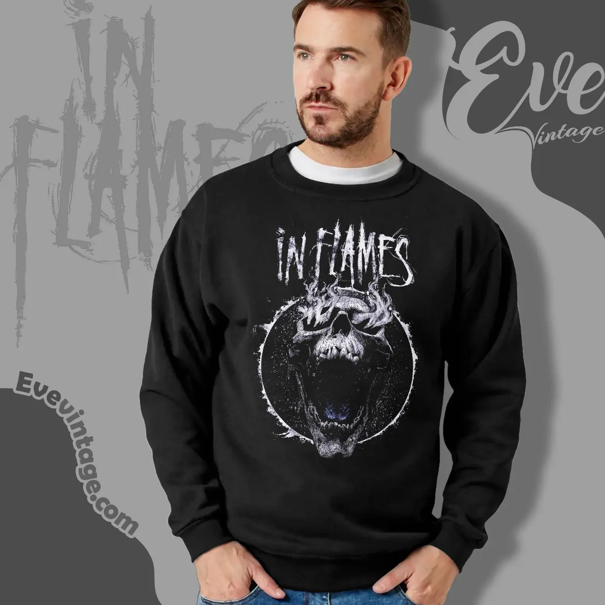 in flames screaming skull sweatshirt in flames screaming skull sweatshirt