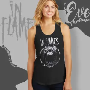 in flames screaming skull tank top racerback