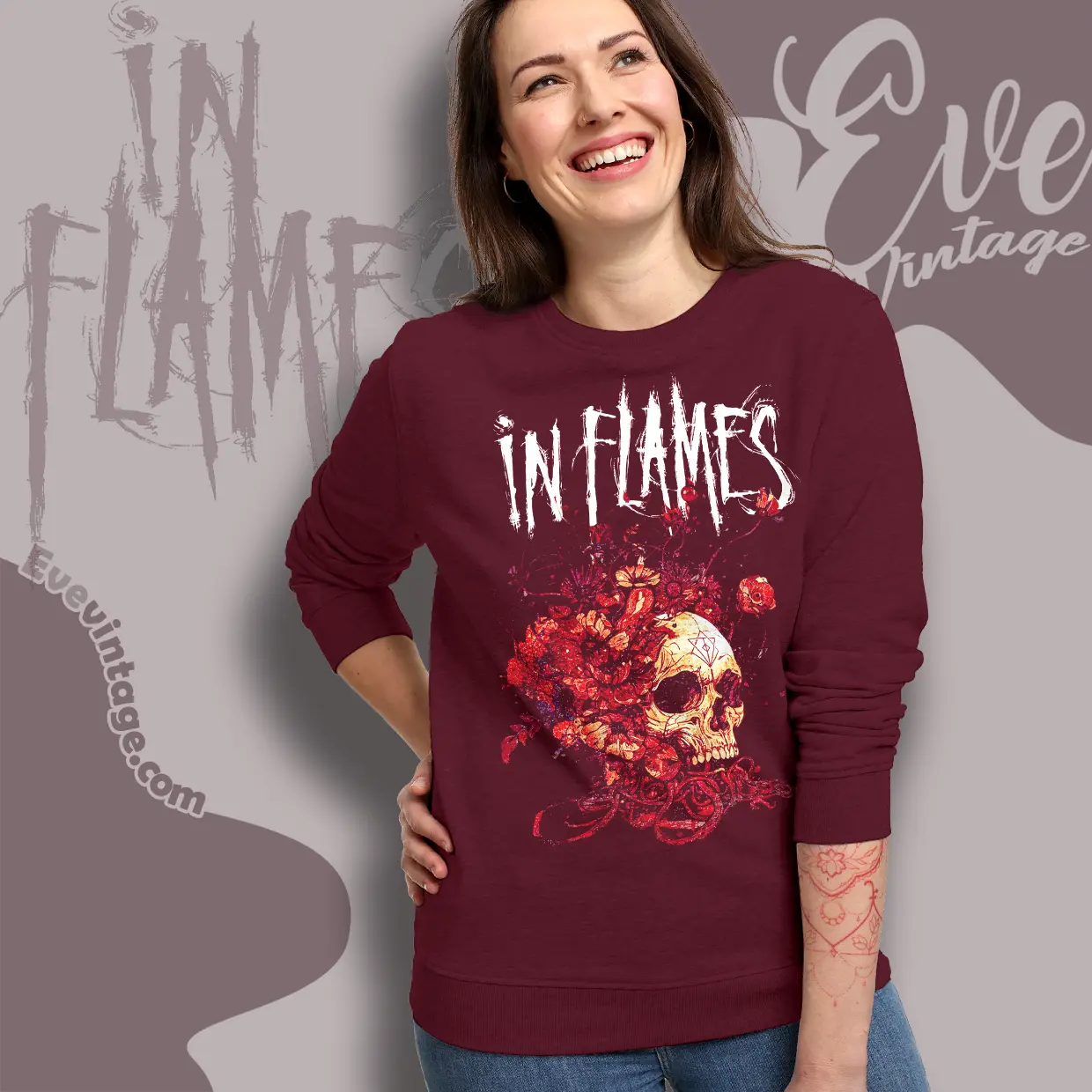 in flames skull vines sweatshirt in flames skull vines sweatshirt