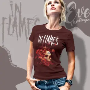 in flames skull vines women t shirt
