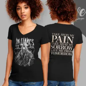 in flames take away my pain v neck tshirt