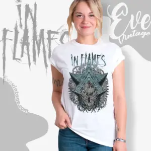 in flames the wheel turns women t shirt