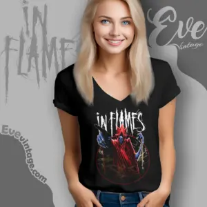 in flames time jester v neck tshirt