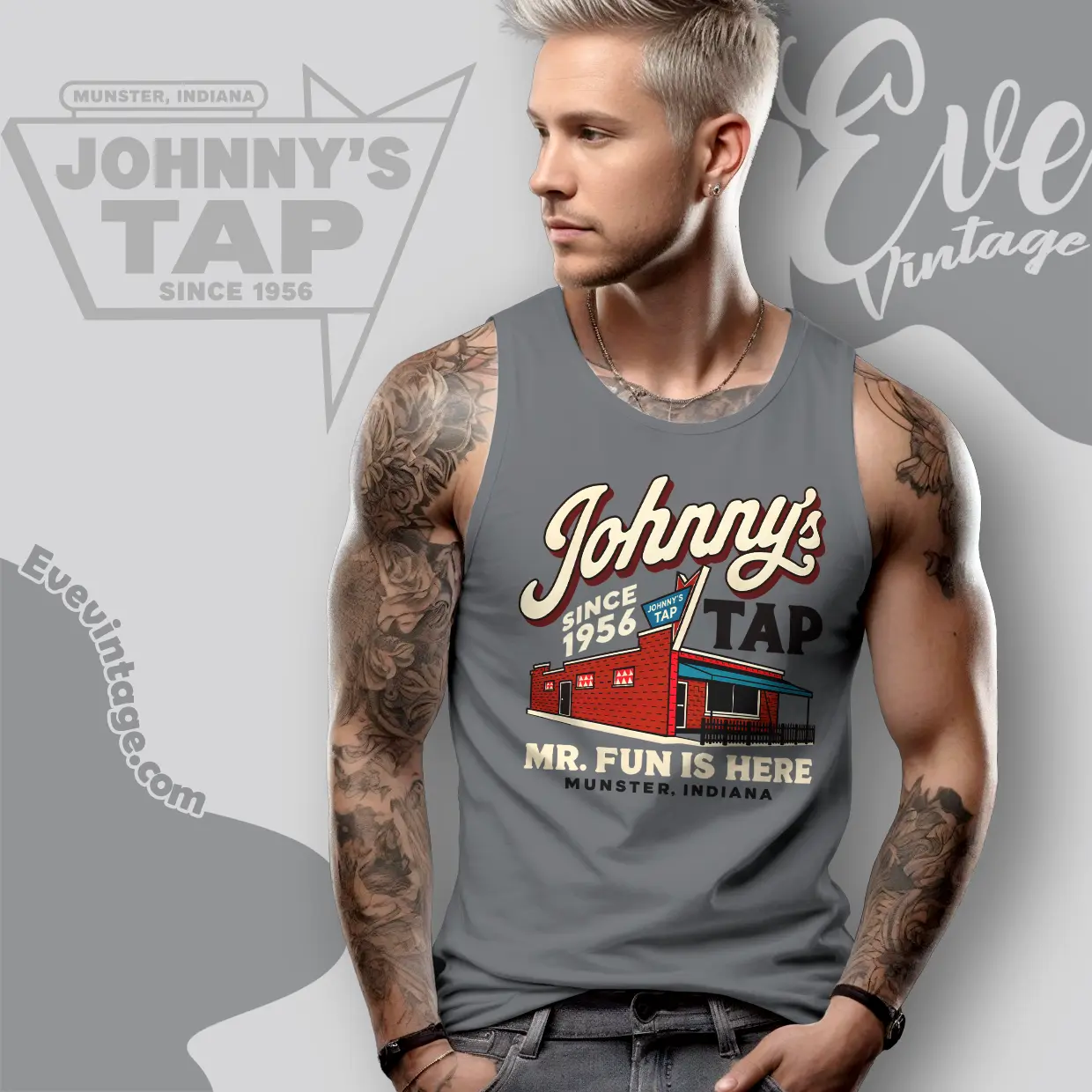 johnnys tap munster indiana dive bar tank top racerback johnnys tap munster indiana dive bar tank top racerback