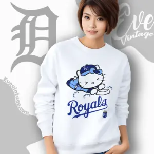 kansas city royals hello kitty sliding into home sweatshirt